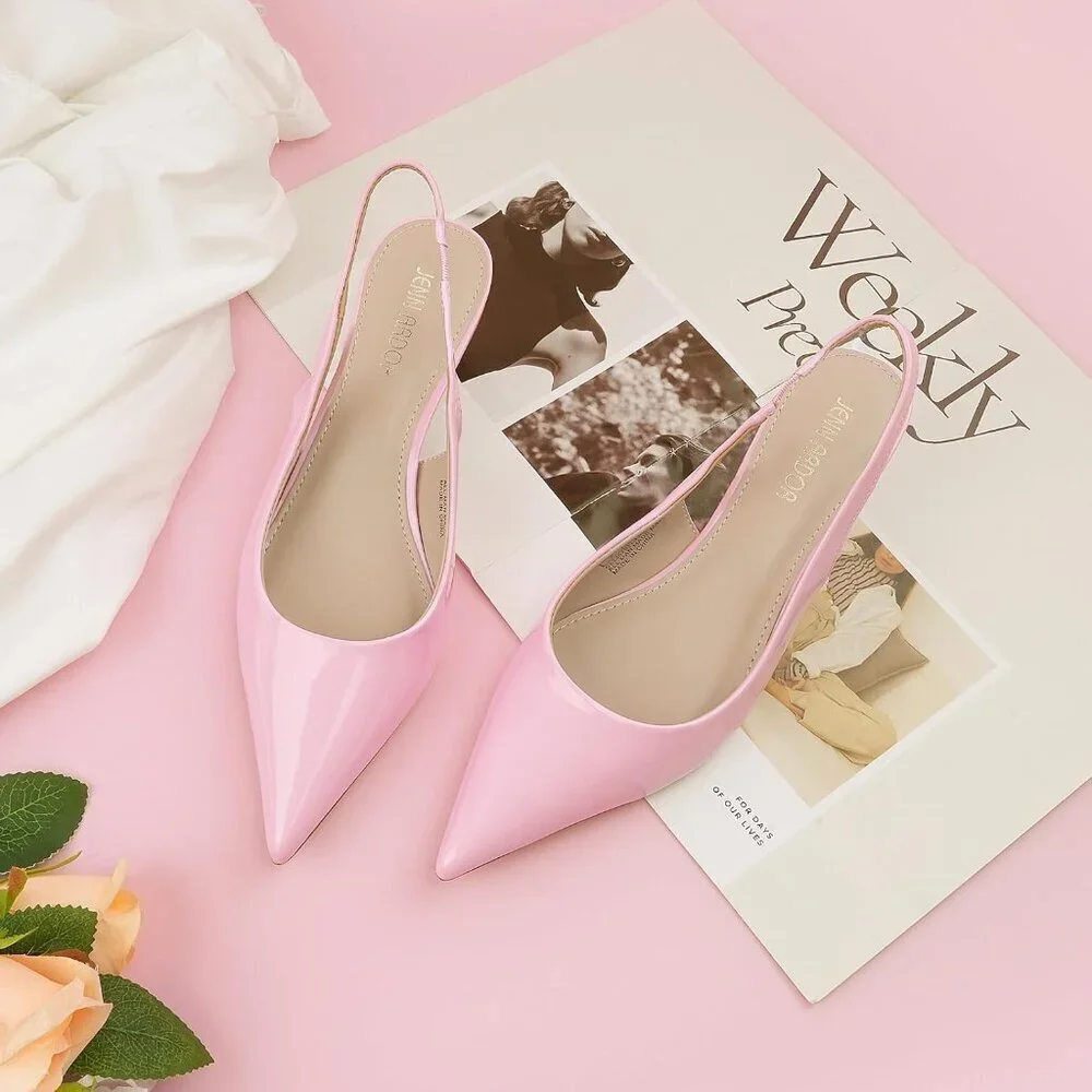 Women Slingback Low Heel Pumps Dressy Kitten Heels Sandals Wide Width Shoes